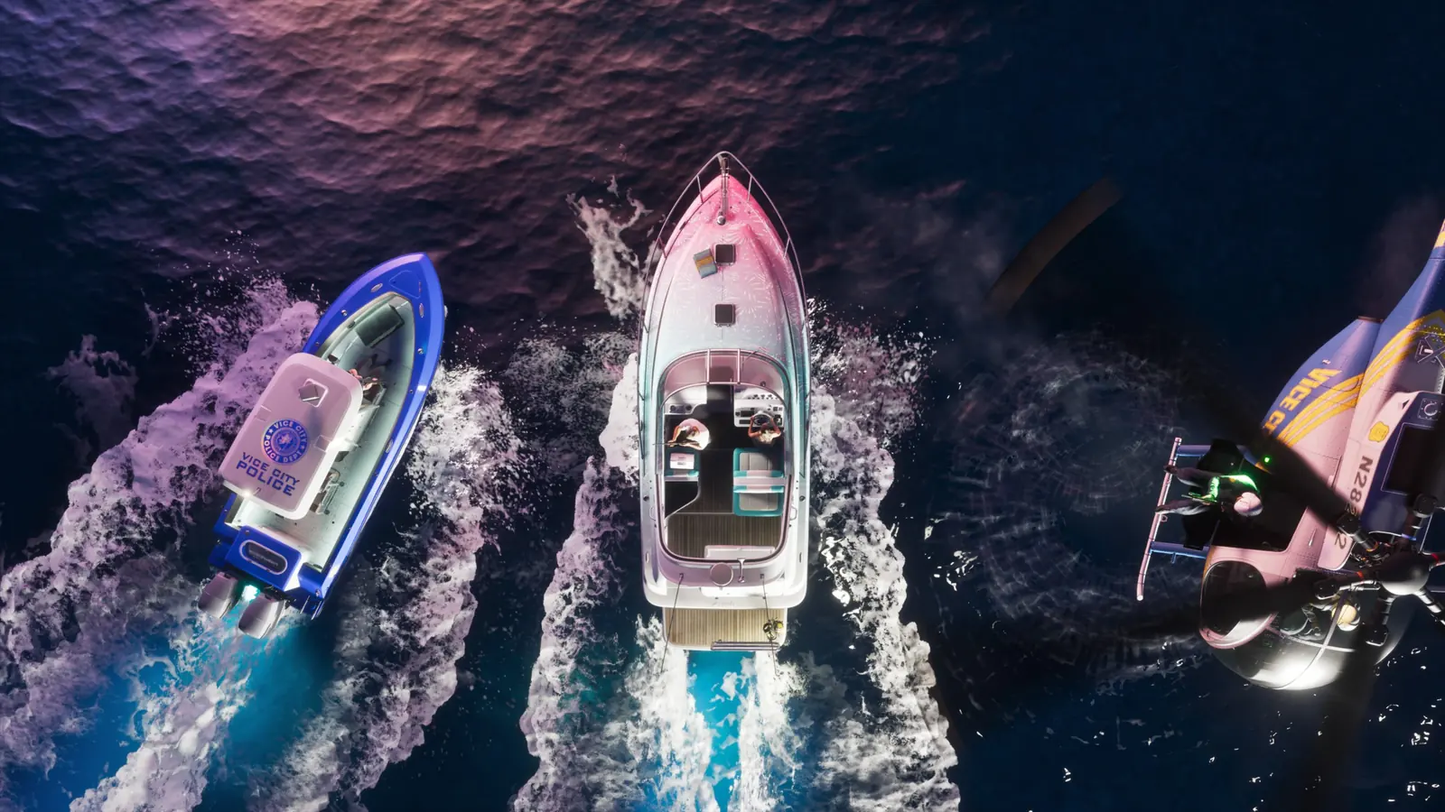 Three boats seen from above